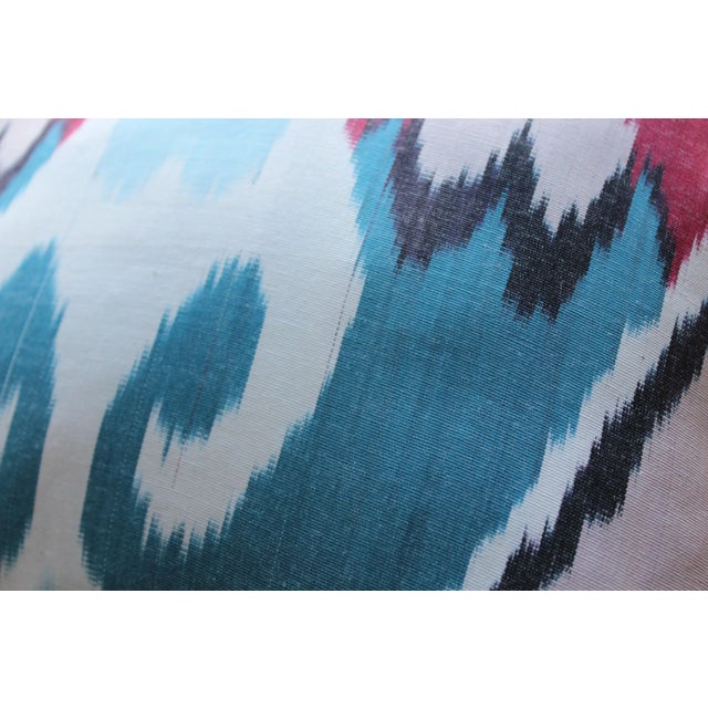 Contemporary Turkish Red & Blue Silk Ikat illow For Sale In Washington DC - Image 6 of 8