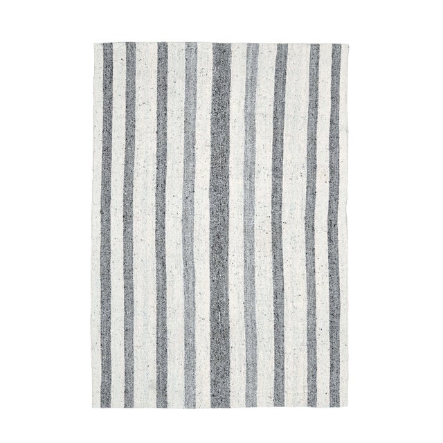 Vintage Turkish Oushak Handmade Wool Cotton White Kilim Area Rug For Sale - Image 11 of 11