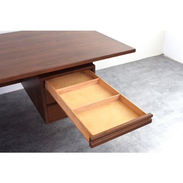 Large Mid-Century Modern American Walnut Executive Desk, 1970s For Sale - Image 15 of 18