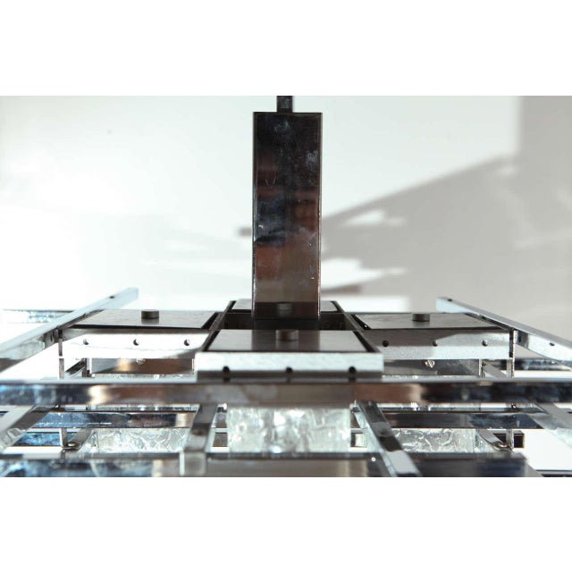Vintage Abstract Italian Glass & Chrome Chandelier For Sale - Image 4 of 10
