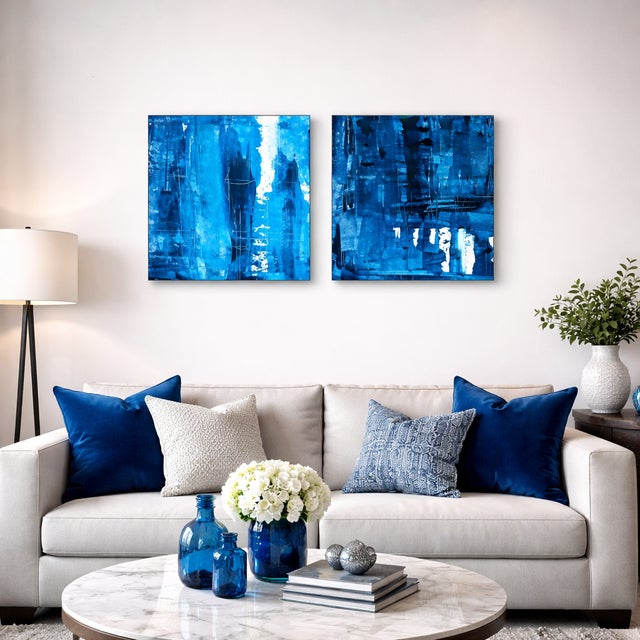 Gerhard Diptych Abstract Expressionism Acrylic Painting by Shabs Beigh For Sale - Image 9 of 10