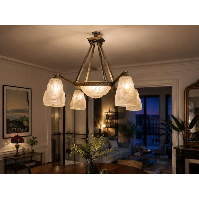 Art Deco Chandelier, 1930s For Sale - Image 13 of 14