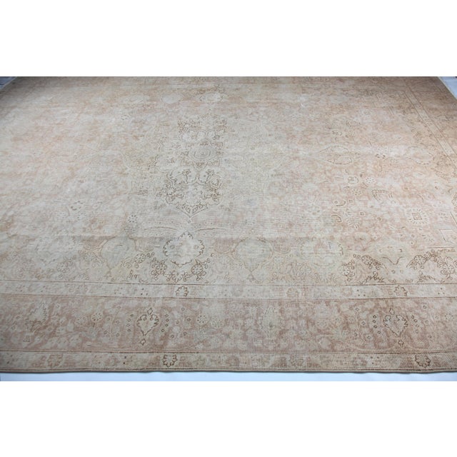 Taupe Persian Vintage Tabriz Rug With Delicate Medallion in Muted Neutrals - 8' 7'' X 12' 10''' For Sale - Image 8 of 14