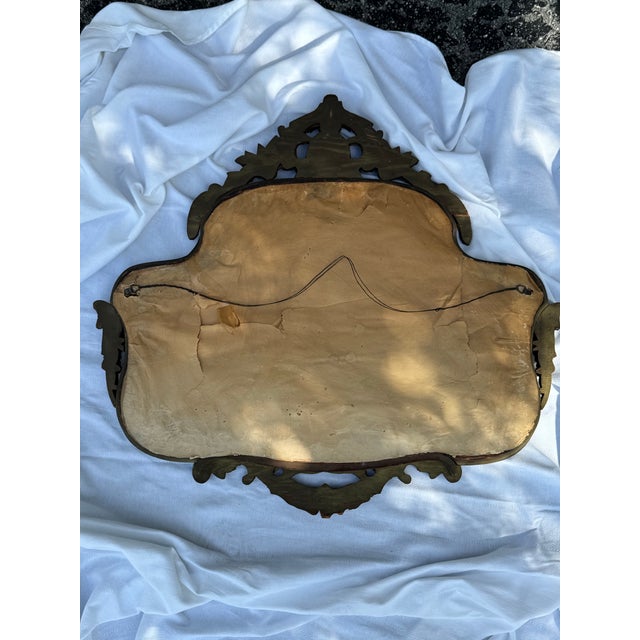 Gold Antique Ornate Gilt Wall Mirror With Hand-Painted Porcelain Plaque For Sale - Image 8 of 11