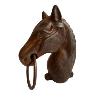 Antique Victorian Cast Iron Horse Head Sculpture For Sale