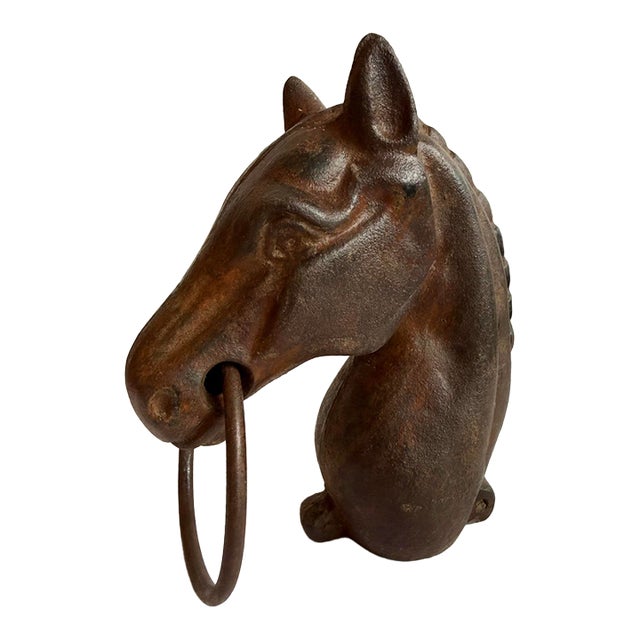 Antique Victorian Cast Iron Horse Head Sculpture For Sale