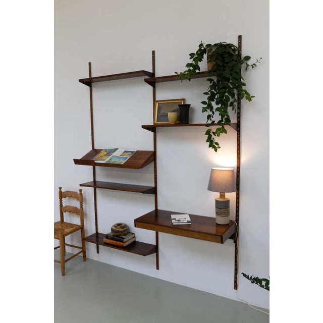 Danish Rosewood 2-Bay Wall Unit with Desk in by Kai Kristiansen for FM Feldballes Møbelfabrik, 1960s For Sale - Image 14 of 18