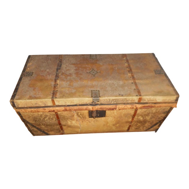 Authentic Antique 18th or Early 19th Century Georgian Studded Pony Skin Trunk/Coffee Table For Sale