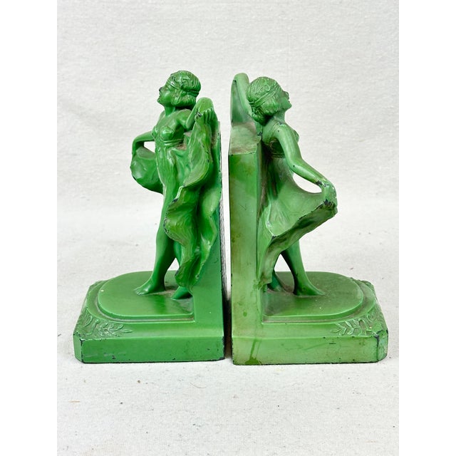 1920s Antique 1920’s Cast Iron Bookends Depicting “Loie Fuller”-a Pair For Sale - Image 5 of 10