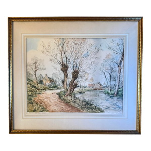 Vintage Paul Émile Lecomte Hand-Colored Etching "Les Vieux Chênes"