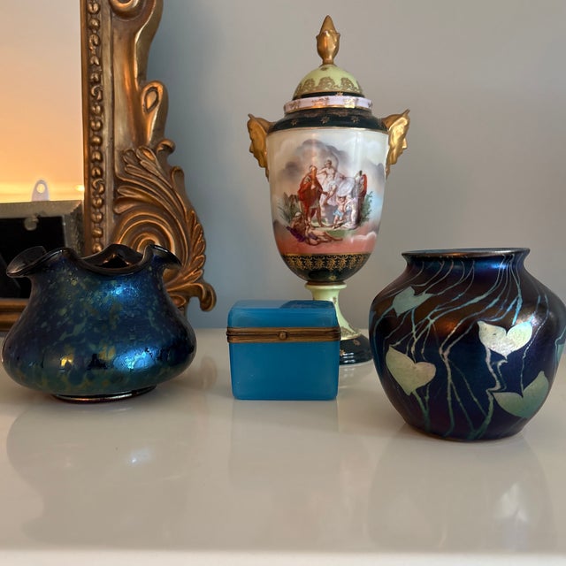 1920s In the Style of Tiffany Favrille Heart and Vine Art Glass Vase For Sale In Jacksonville, FL - Image 6 of 7