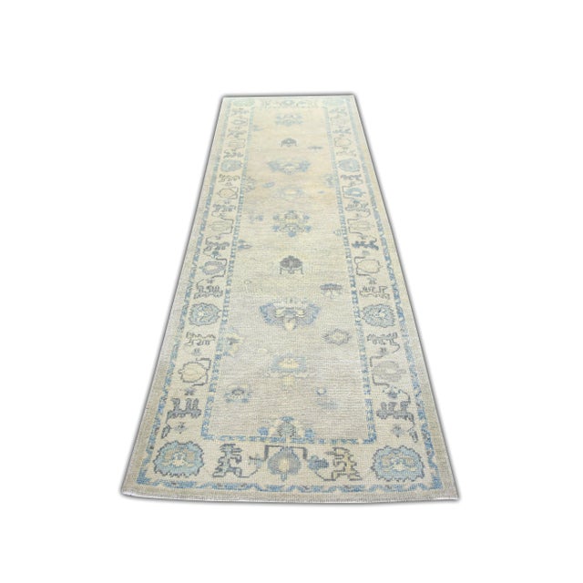 Modern Turkish Oushak Rug 3'2" x 9'9" For Sale In Houston - Image 6 of 7