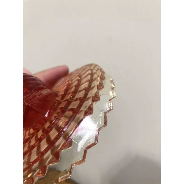 Glass Vintage Jeannette Amberina Art Glass Swan Covered Powder Dish For Sale - Image 7 of 9