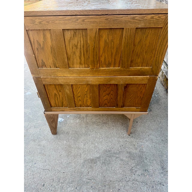Vintage Hamilton Double-Stack Oak Flat File Cabinet For Sale In Denver - Image 6 of 8