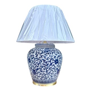 Ralph Lauren Blue & White Porcelain Lamp – 25" Tall For Sale