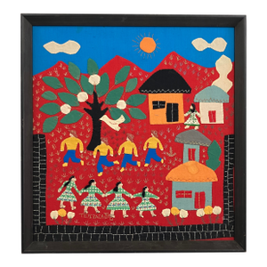 Tereza Laztiko – Signed Mexican Appliqué Folk Art Village Scene