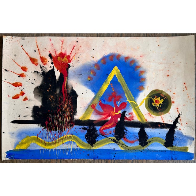 1970s Hendrik Grise Vintage Abstract Expressionist Painting Signed For Sale - Image 5 of 5