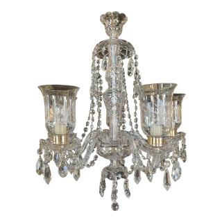 1930s Hollywood Colonial Style Clear Crystal Five Light Chandelier For Sale