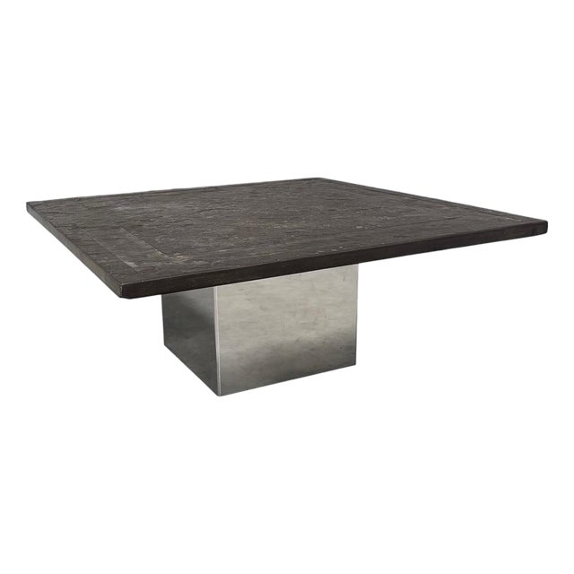 Stone and Steel Coffee Table by Draenert, 1970s For Sale