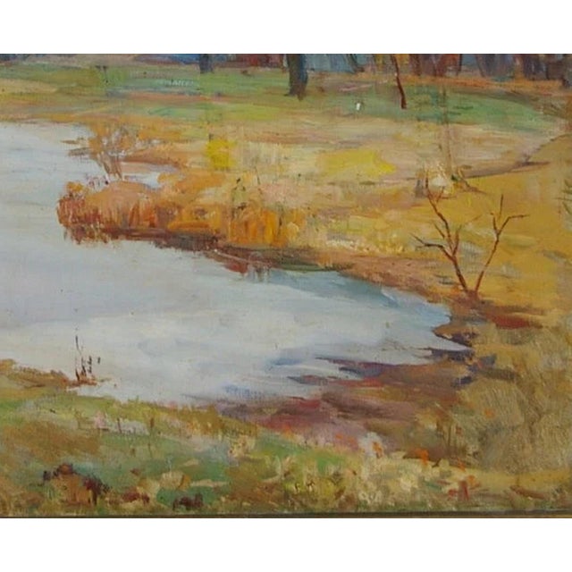 1970s Antique Autumn Landscape Oil Painting, Ukrainian Soviet Art, 1979 80-100 For Sale - Image 5 of 6