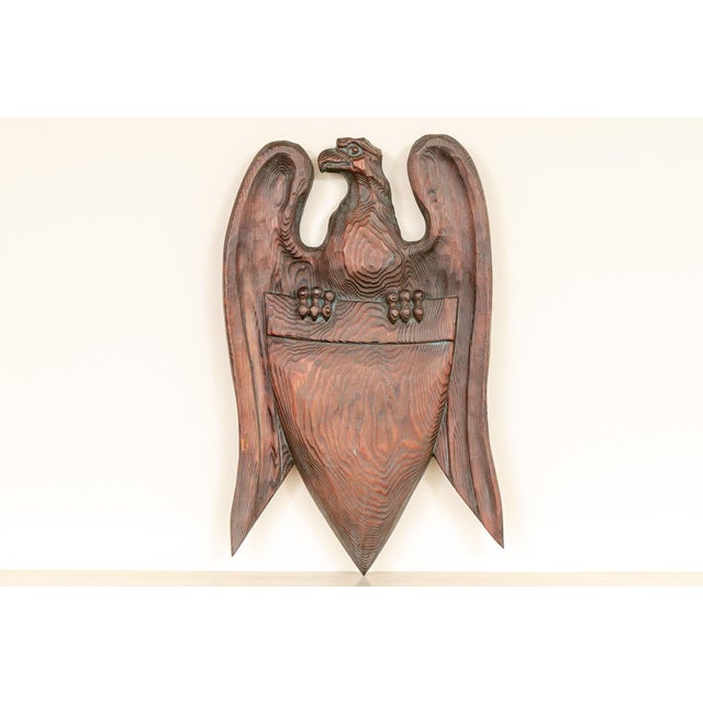 Brown Vintage Carved Wood Eagle Wall Plaque For Sale - Image 8 of 8