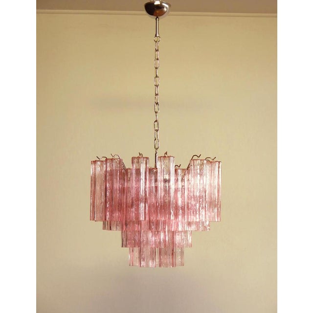 Tronchi Chandeliers with 36 Pink Glasses in the Style of Toni Zuccheri, Murano, 1990, Set of 4 For Sale - Image 11 of 13