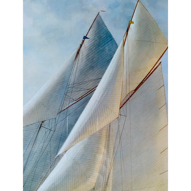 Vintage ‘Yachts of the America’s Cup’ Tim Thompson Signed Special Edition Framed Print of 1903 Race Shamrock III v. Reliance, Late 20th Century For Sale In San Antonio - Image 6 of 12