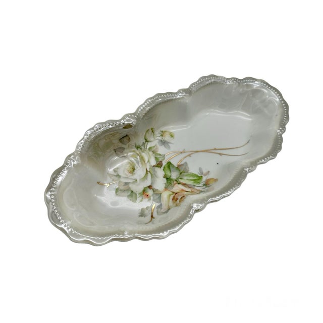 Ceramic Antique German Leuchtenburg Lusterware Oval Porcelain Bowl For Sale - Image 7 of 7