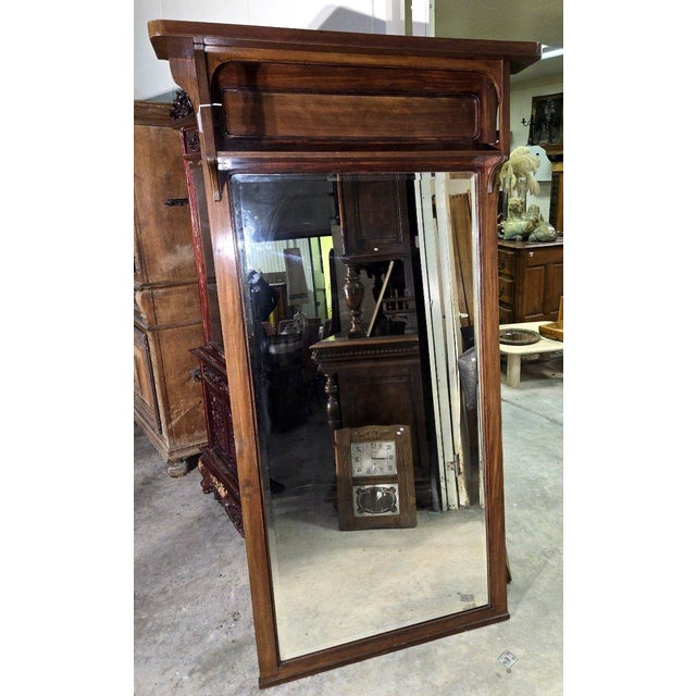 1930s Art Nouveau Mahogany Trumeau Mirror, 1930s For Sale - Image 5 of 8