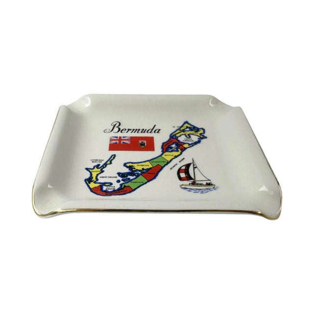 White Vintage Bermuda Ceramic Ashtray Catchall Dish For Sale - Image 8 of 11