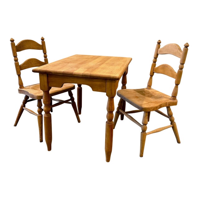 P. Derby & Co. Vintage Solid Wood Children’s Desk & Chairs Set Chairish