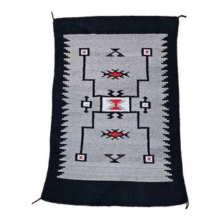 Vintage Native American Navajo Rug, Wool & Cotton, Storm Pattern Design, 4x6 For Sale