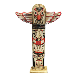 Mid 20th Century Hand-Carved Signed Totem Pole, Pacific Northwest Coast, Native American