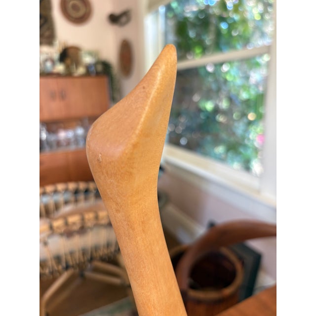 1978 H. Baigmohammad Signed Hand-Carved Modernist Wood Geese Sculptures – Pair For Sale - Image 4 of 9