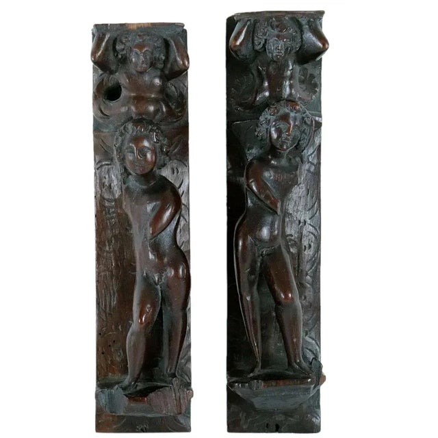17th Century Italian Baroque Walnut Figural Furniture Carvings - A Pair For Sale - Image 5 of 5