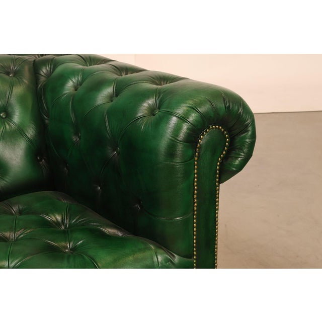 2020s Chesterfield Style Polo Green Tufted Leather Club Chair For Sale - Image 5 of 18