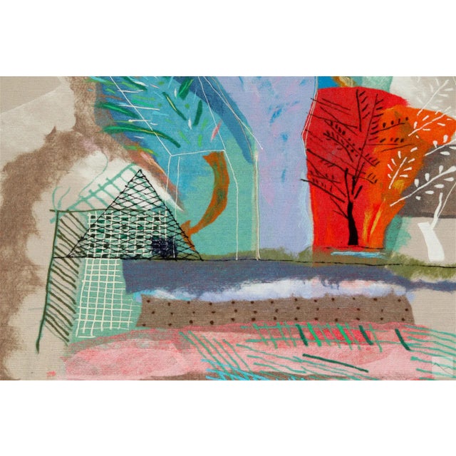 Contemporary Large 1990s Calman Shemi Tropical Gardens Tapestry - 65 X 67 In For Sale - Image 3 of 7