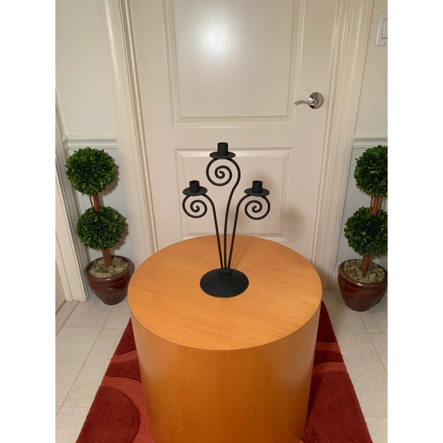 Modern Wrought Iron Three Candle Candelabra For Sale - Image 3 of 6