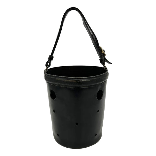 Hermes Vintage Black Box Calf Leather Mangeoire Bucket Bag For Sale