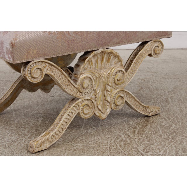 Metal William Switzer Georgian Style Carved X Form Bench Stool For Sale - Image 7 of 14