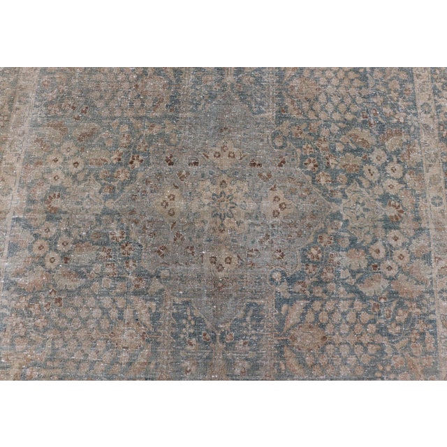 Antique Persian Tabriz Rug With Light Blue Field and Subtle Allover Design 6'4 X 9'10 For Sale - Image 10 of 14