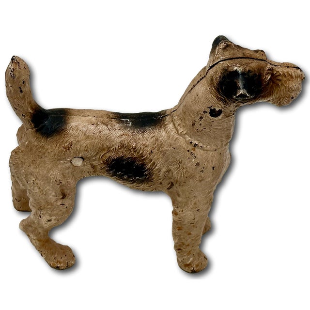 Very Rare Oversize 1930s Hubley #387 Standing Full Figure Fox Terrier Cast Iron Dog Doorstop - 10 Inches Tall X 12 Inches Long For Sale In Boston - Image 6 of 18