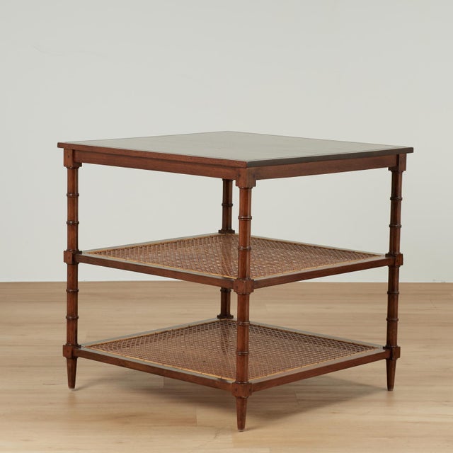 Pair of Vintage British Colonial Style Three Tiered Stands For Sale - Image 10 of 15