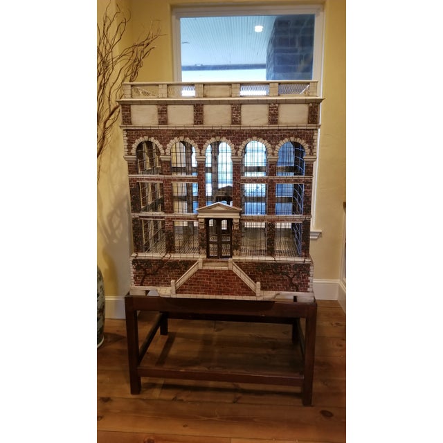 Brick Red Vintage Architectural Aviary For Sale - Image 8 of 12