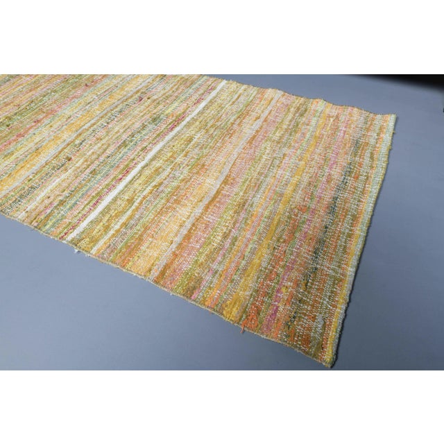 Vintage Turkish Hand-Knotted Wool Cotton Yellow Kilim Area Rug For Sale - Image 6 of 11