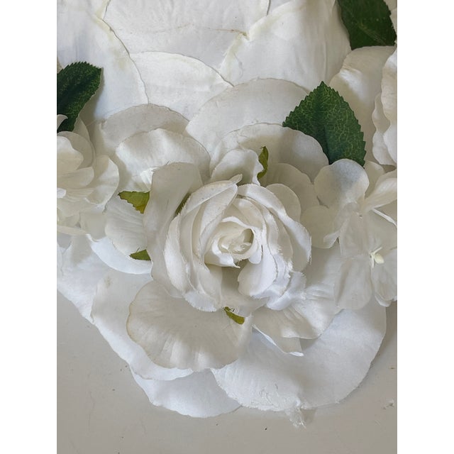 Hollywood Regency 1960s Silk White Roses Lamp Shades - a Pair For Sale - Image 3 of 4