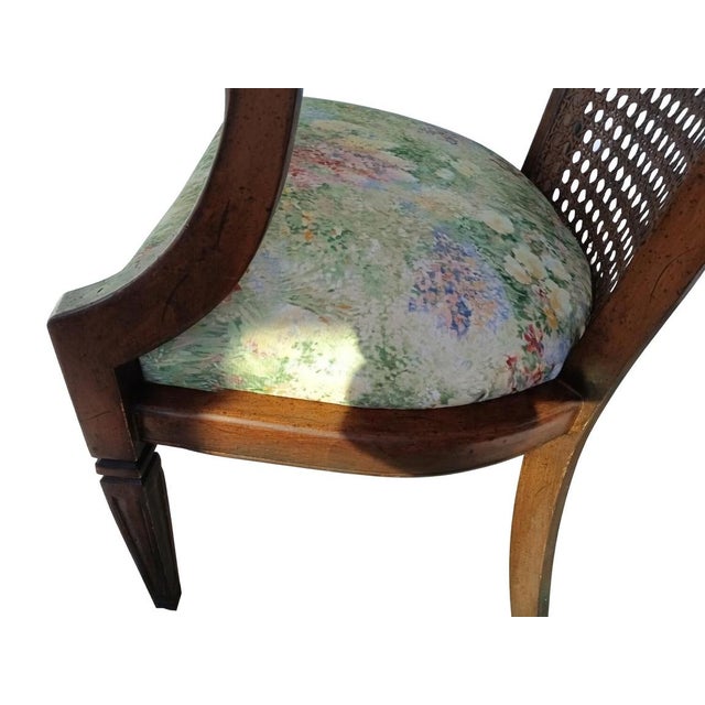 Brown Vintage Traditional Cane Barrel Back Accent Armchair For Sale - Image 8 of 12