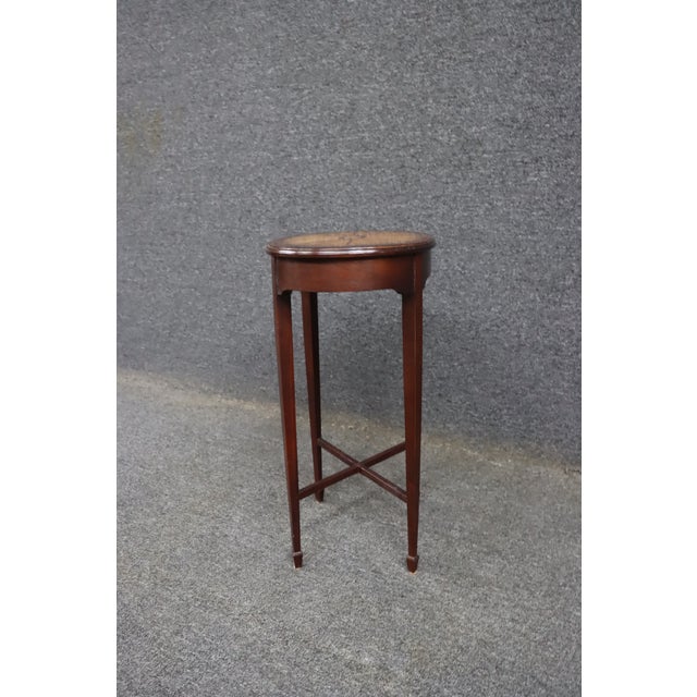 Wood Edwardian Style Mahogany Parquetry Top Cocktail Table With Shell Inlay For Sale - Image 7 of 11