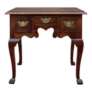 Vintage Statton Private Collection Traditional Queen Anne Solid Cherry 3 Drawer Lowboy Table