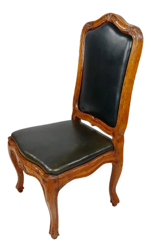 18th C. French Provincial Walnut & Leather Upholstered Desk Chair